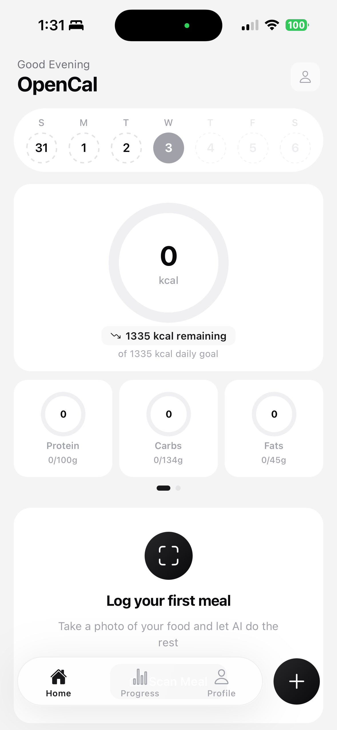 OpenCal — daily dashboard